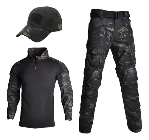 Traje Militar Táctico Hombre Rodilleras Y Gorra De Béisbol