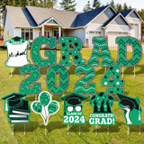 Cartel Decorativo Para Jardin Diseño Graduacion Verde 14 Pz