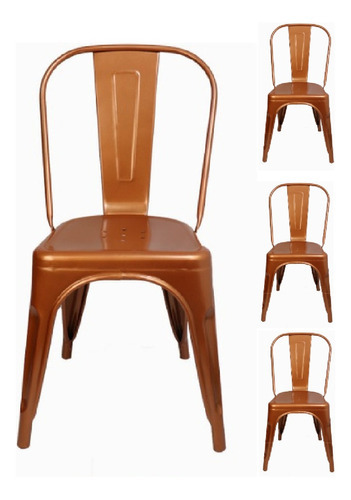 Kit 4 Cadeiras Design Tolix Iron Industrial Diversas Cores Cor Da Estrutura Da Cadeira Cobre