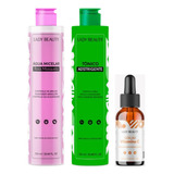 Tratamento Facial Agua Micelar Rosa+tonico+serum Vit C