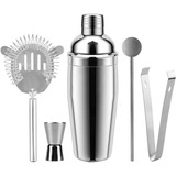 Set Bartender Coctelería 5 Piezas Acero Inoxidable Coctelera