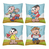 Kit Com 4 Capas Almofadas Estampa Personagens Infantil 45x45