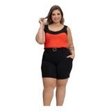 Conjunto Feminino Blusa E Shorts Estampado Plus Size