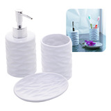 Kit Lavabo Banheiro Pia 3 Pçs De Ceramica Luxo Branco Lyor