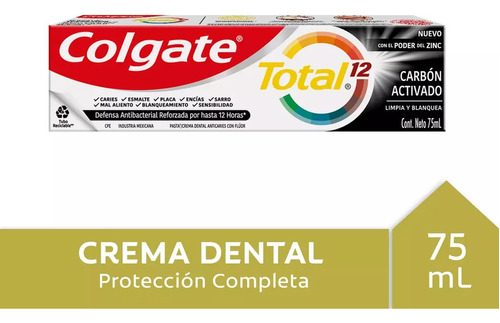 Colgate Pasta Dental Total 12 Carbón 75ml