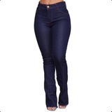 Calça Jeans Flare Feminina Cós Alto Com Lycra Modela Bumbum