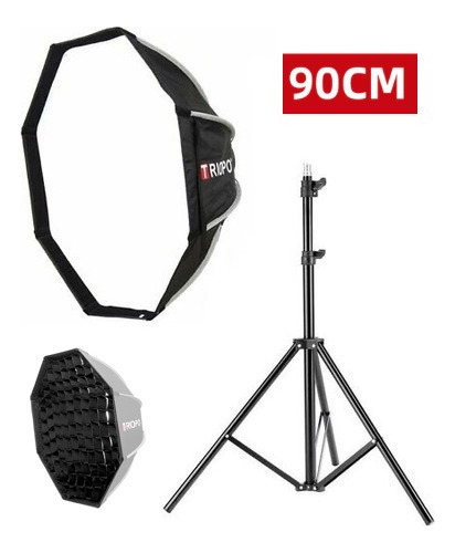 Kit Softbox Octabox Triopo 90cm + Grid + Tripie De 2 Metros