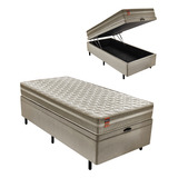 Cama Box Solteiro Baú Molas Max Force Pérola Bege 96x203