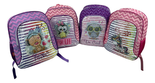 Mochila Bolsa Paetês 2 Faces Escolar Infantil