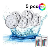 Pack 5 Luces Led Piscina Sumergibles 10 Led Con Control 