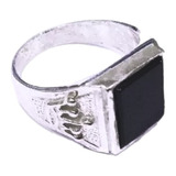 Anillo Corona Plata 925 Hombre Sello Con Piedra Onix