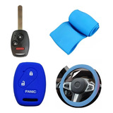 Cubre Volante + Funda Llave Silicona - Honda Fit Crv - Azul