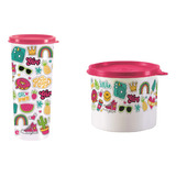 Set Infantil Stickers Vaso Y Poeme Tupperware