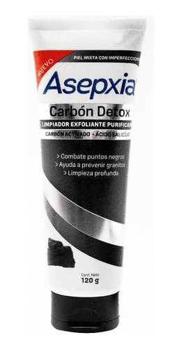 Asepxia Limpiador Líquido De Carbón Exfoliante 120 Grs