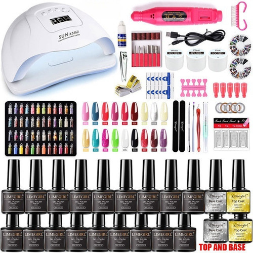 Nail Art Kit Lámpara Uv Lijadora, Kit Para Principiantes