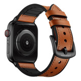 Pulseira Em Couro E Silicone Para Apple Watch 44 45 49mm