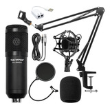 Kit Microfone Estúdio Bm800 + Pop Filter + Aranha+braço Usb