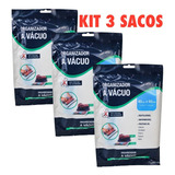 Kit 3 Sacos À Vácuo Proteger Roupa Organizador Viagem 40x60