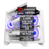 Computador Gamer Opt Ryzen 5 5500 16gb Ssd 1tb Rtx 4060 8gb