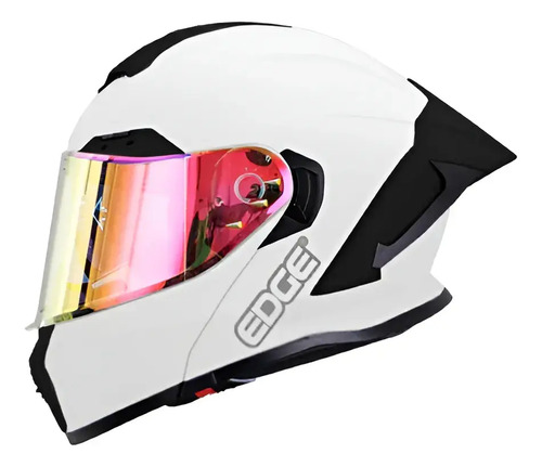 Casco Moto Edge Shanghai Gx7 Blanco Brillante Abatible Dot | Meses sin interés