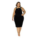 Salopete Plus Size Jardineira Saia Com Lycra 46 Ao 60