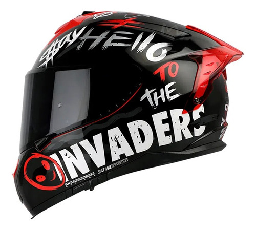 Casco Integral Shpro-610 Evo Invaders Rojo Blanco Visor Humo