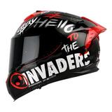 Casco Integral Shpro-610 Evo Invaders Rojo Blanco Visor Humo