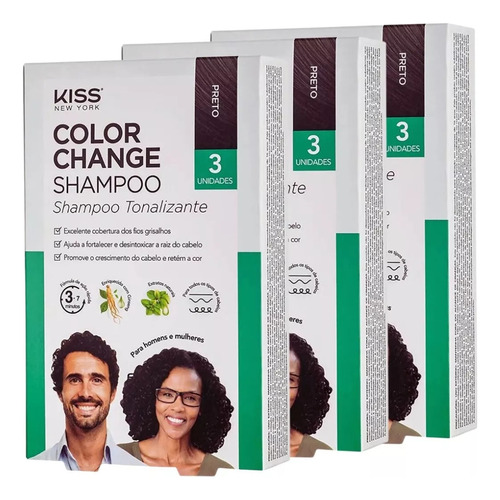 3 Cxs Shampoo Tonalizante Preto Kiss Color Change