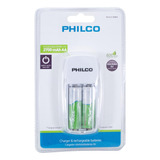 Cargador Con 2 Pilas Recargables Aa 2700 Mah Philco