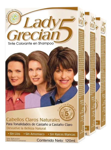 Tinte Lady Grecian 5 Tono Castaño Claro A Castaño 3 Pack