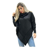 Blusa Feminina De Frio Poncho Tricô Manga Longa