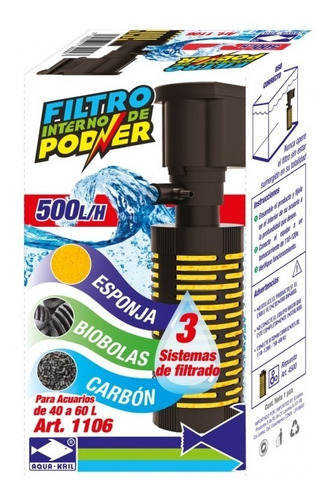 Filtro Poder 500l/h Filtra Oxigena P/acuarios 40-60litros