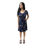 Vestido Curto Em Viscose Estampada