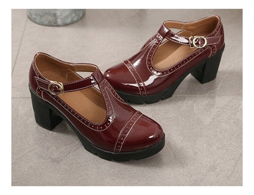 Zapatos Oxford De Tacón Medio Con Plataforma De Cuña Para Mu