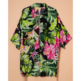 Camisa Kimono Mujer Floreado Colores Playa Largo Bolsillo