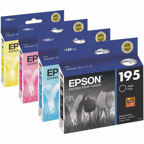 Cartucho Epson 195 Pack 4 Originales 1 X Color Xp211 Xp201