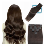 Extensiones Cabello Humano 8pz Marrón Oscuro 16in 90gr