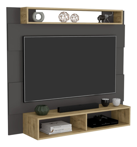 Panel De Tv 60'' Charlotte 120 X 140 Rta Plomo Macadamia