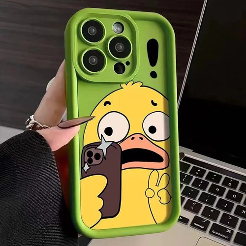 Bonita Funda De Silicona De Cartoon Duck For iPhone 15 Pro