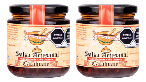 2 Salsas Artesanal Chile Chipotle Cacahuate 200 G