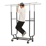 Lifefair Clothing Garment Rack Double Rail Heavy Duty Rollin