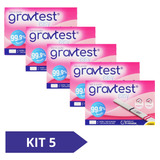 Kit 5x Teste Gravidez Gravitest Easy Facil 99,9% Preciso