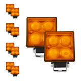 5 Pares Faros 4 Leds Luz Amarilla Con Lupa 12w Tunelight