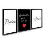 Kit Quadros Decorativos Felicidade Amor Deus Sala Cozinha Ys