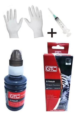 Tinta Negra 1ra Calidad Para Cartuchos Hp +guantes +jeringa