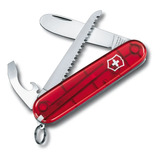 Victorinox Kit My First Vx, Para Niños, Navaja Con 9 Usos Color Rojo Transparente