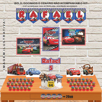 Kit Festa Tema Carros Mcqueen Decoração Completa 83 Pçs