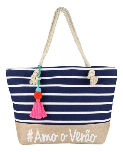 Bolsa Moderna De Praia Piscina Moda Amo O Verão + Pingente