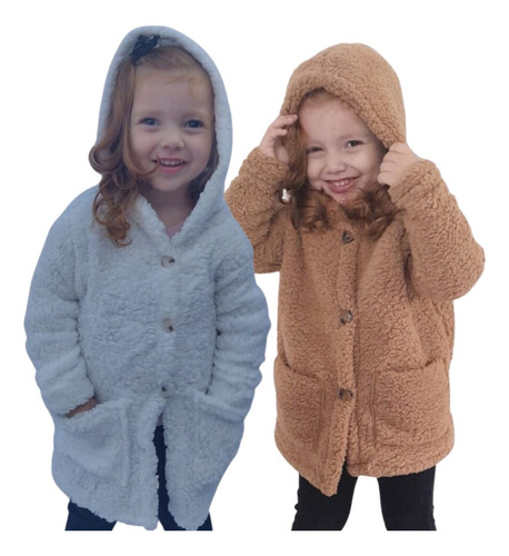 Kit 2 Blusa De Frio Infantil Teddy Sobretudo De Botão 