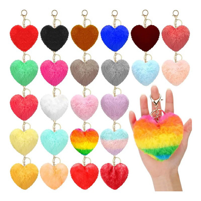 Y 2026 24 Llaveros De Corazón Con Pompones - Lote Al &yx20 J
